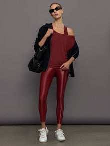 Carbon38 | Long Sleeve Off Shoulder Tee | Red Dahlia