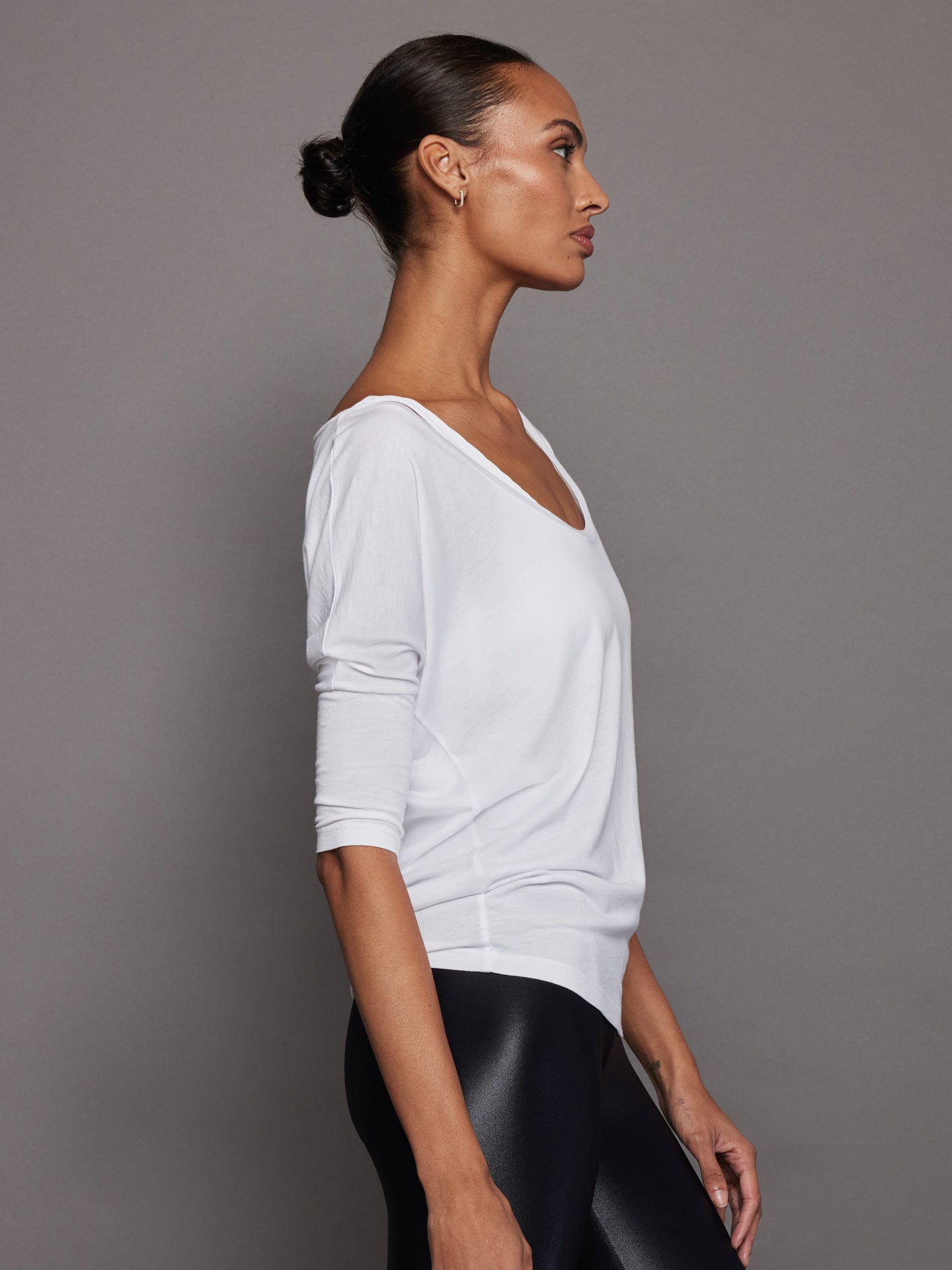 Long Sleeve Off Shoulder Tee | White