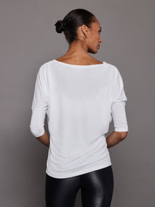 Long Sleeve Off Shoulder Tee | White