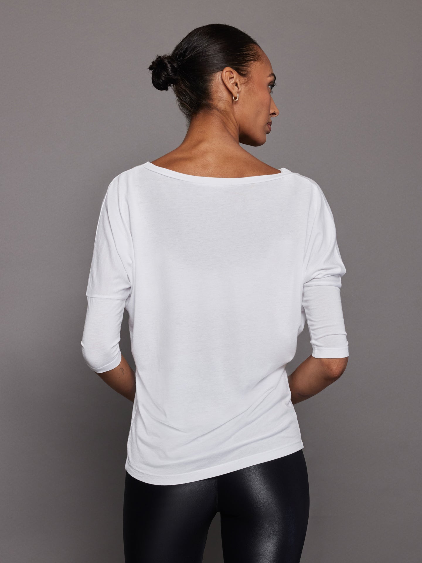 Long Sleeve Off Shoulder Tee | White