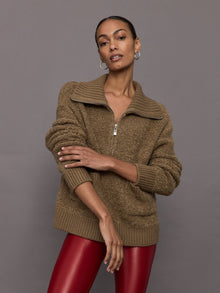 Carbon38 | Half Zip Boucle Pullover | Caribou