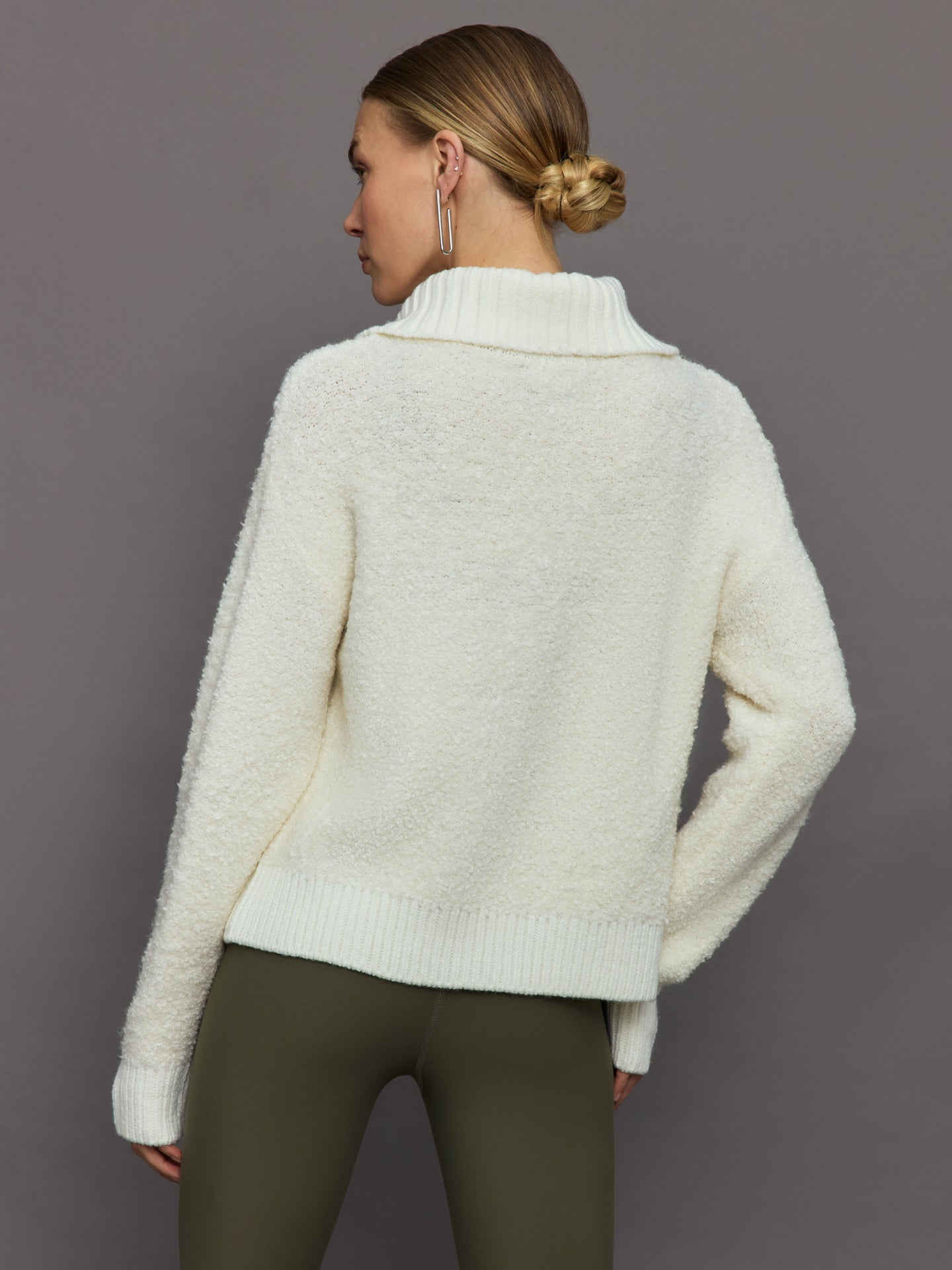 Half Zip Boucle Pullover | Off  White
