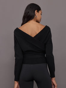 Cross Over Sweater | Black