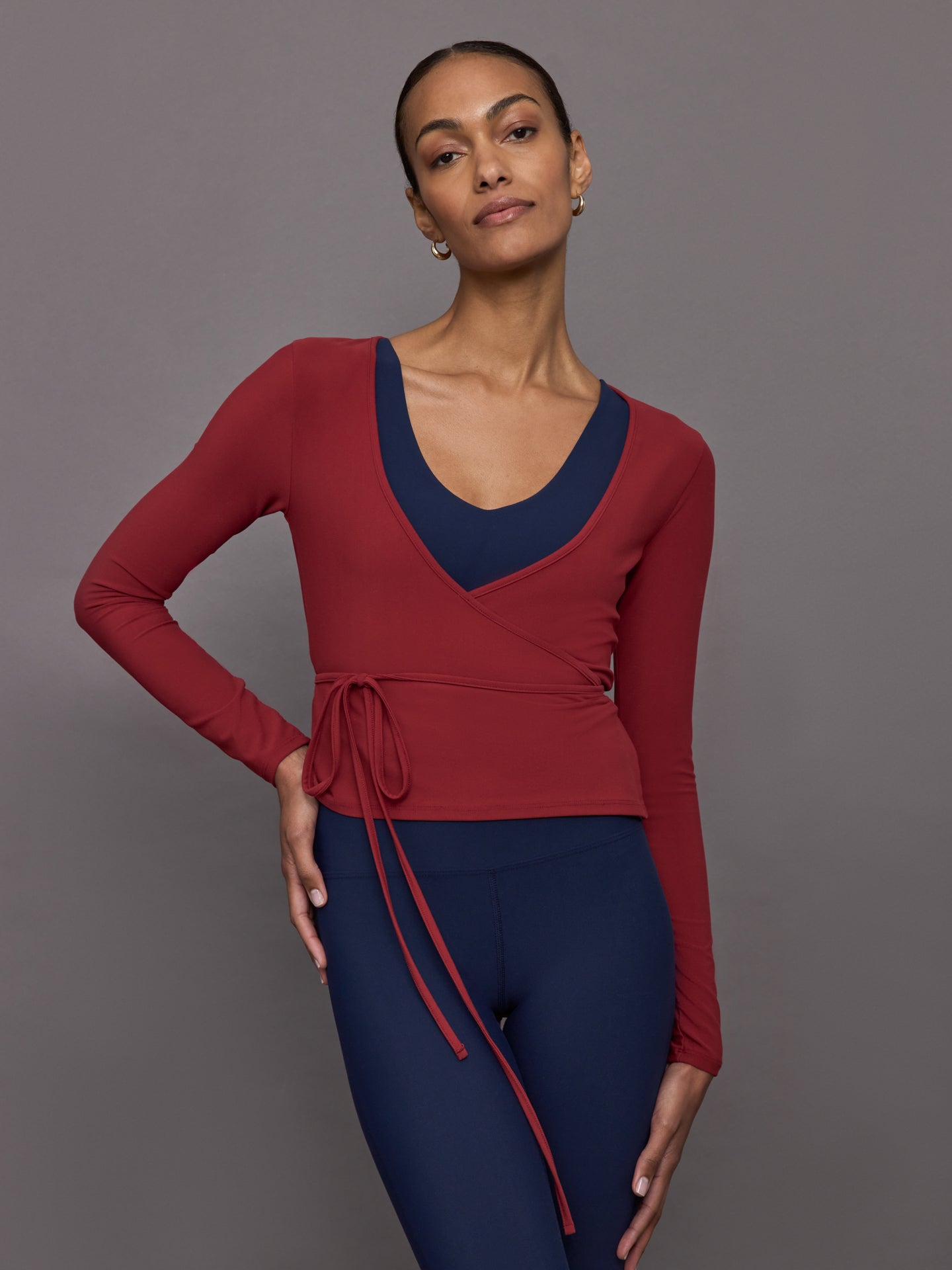 Long Sleeve Tie Top in Melt | Red Dahlia