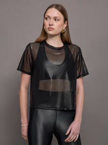 Liquid Mesh Tee Shirt | Black