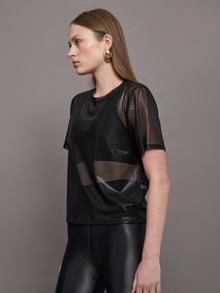 Liquid Mesh Tee Shirt | Black