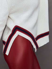 Carbon38 | Mixed Media Rugby Collared Sweater | Ivory