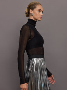 Sheer Turtleneck Sweater | Black