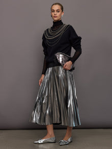 Sheer Turtleneck Sweater | Black