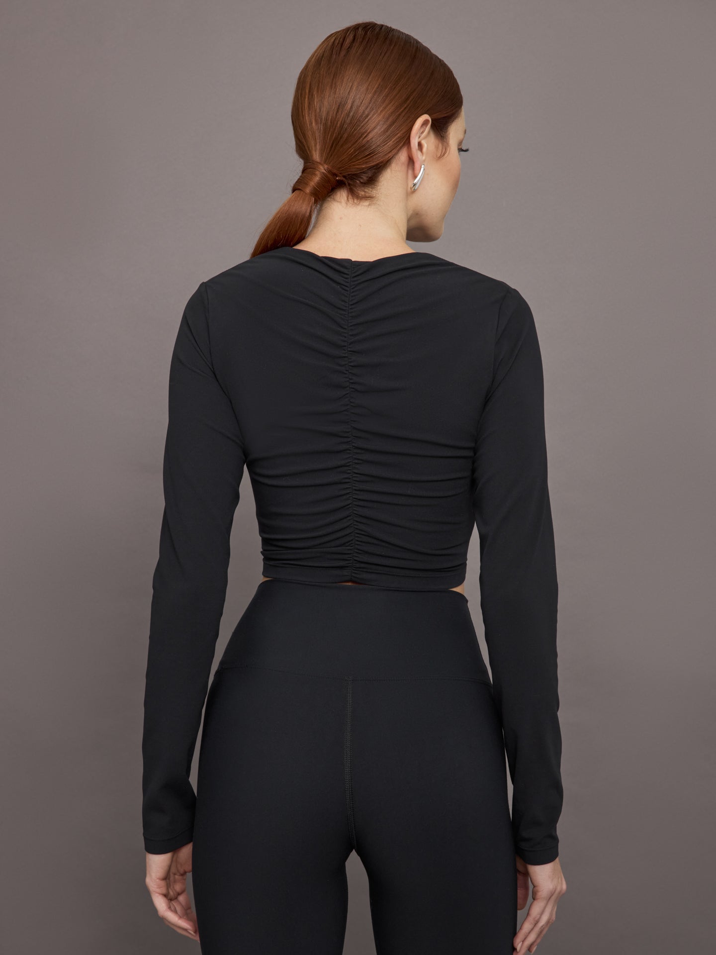 Rosette Long Sleeve Top in Melt | Black W/ White Rosette