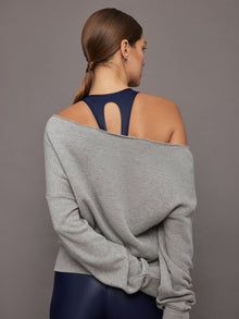 Off Shoulder Sweatshirt in French Terry | Heather Grey