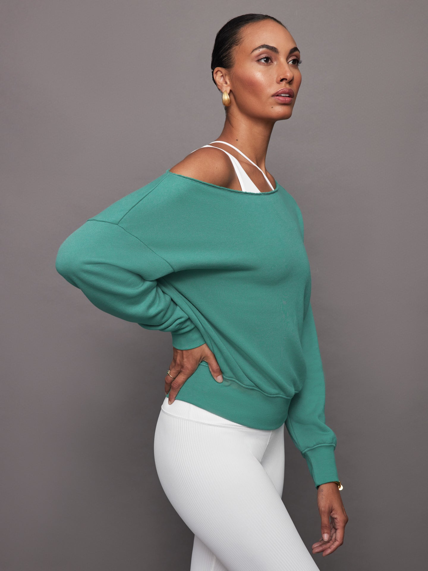 Carbon 38 | Off Shoulder Sweatshirt In French Terry | Slushy