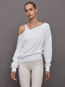 Off Shoulder Sweatshirt in French Terry | White