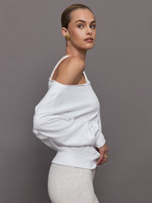 Off Shoulder Sweatshirt in French Terry | White