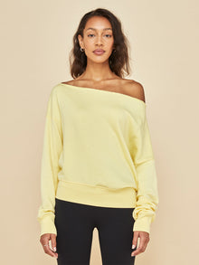 Off Shoulder Sweatshirt in French Terry | Butter Yellow