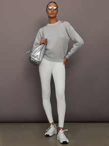 Bow Embellished Sweatshirt in Scuba | Heather Grey