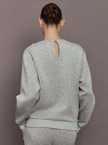 Jewel Embellished Sweatshirt in Scuba | Heather Grey