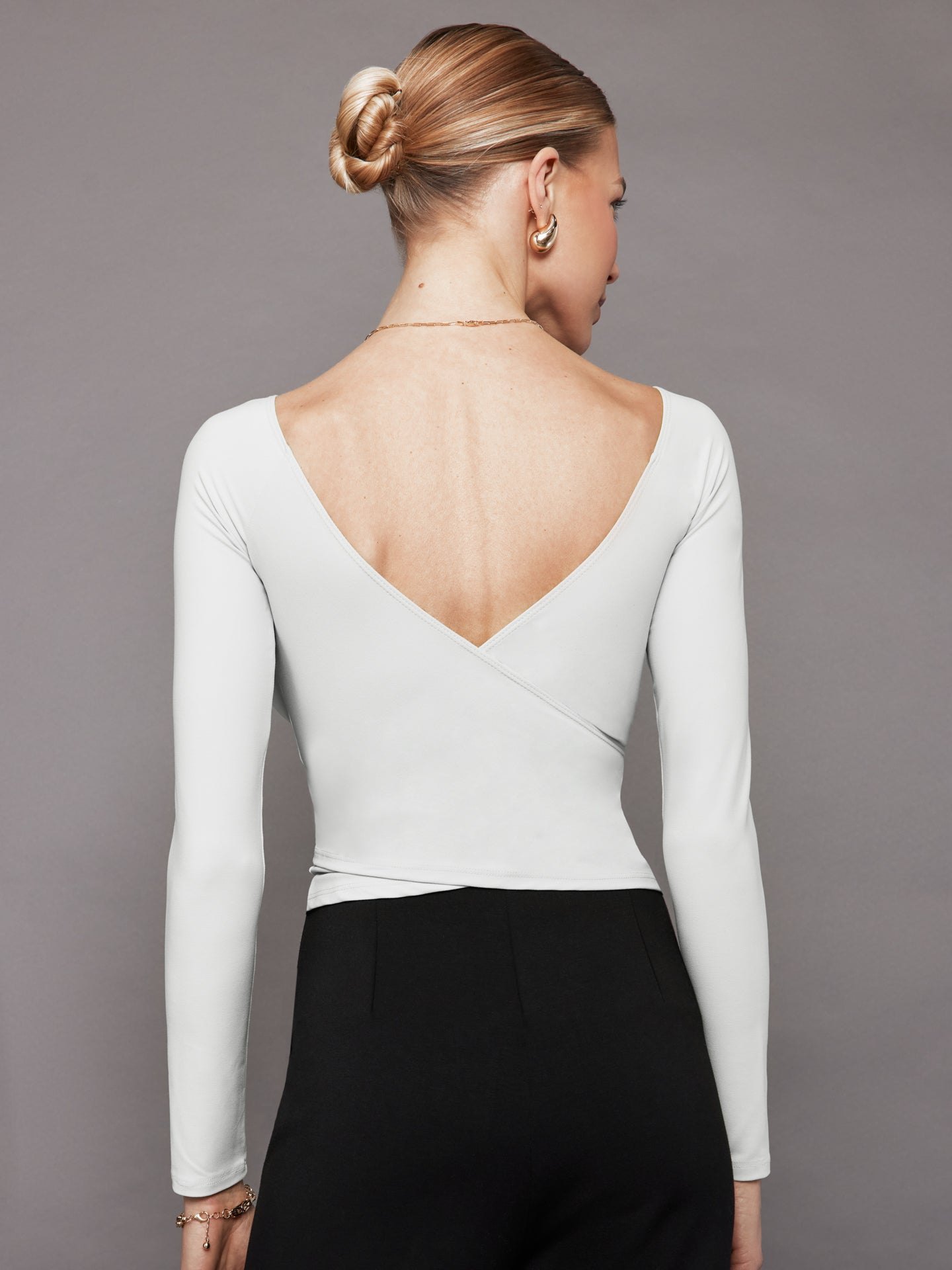 Carbon38 | Long Sleeve Wrap Top In Melt | White