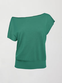 Short Sleeve Off Shoulder Sweatshirt in French Terry | Malachite