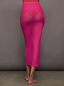 Mesh Column Skirt | Fuchsia Pink
