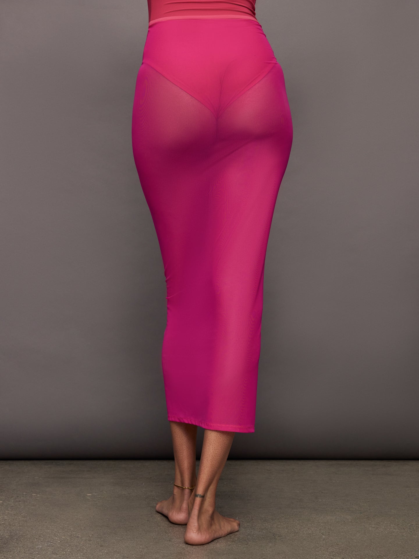 Mesh Column Skirt | Fuchsia Pink