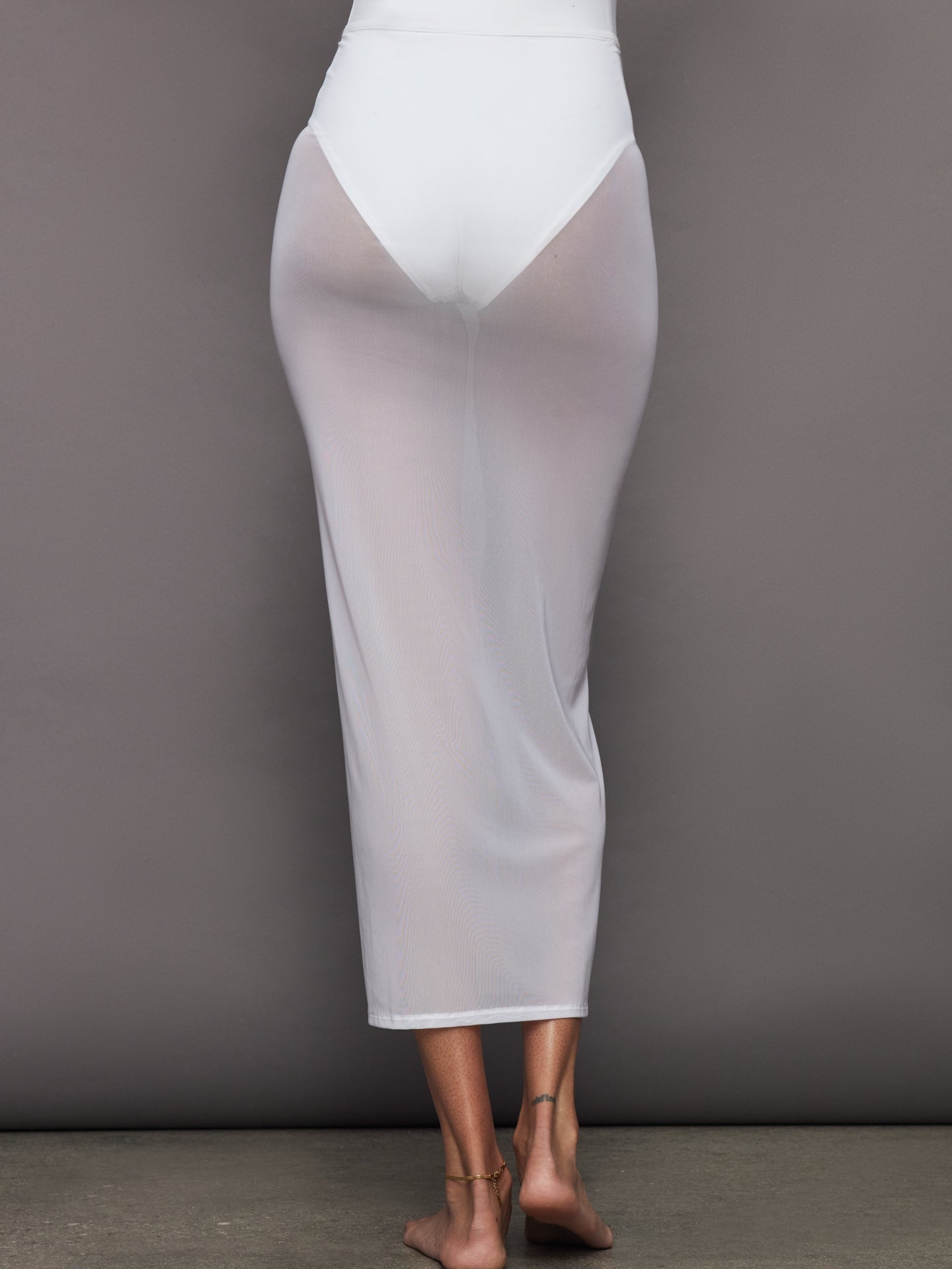 Mesh Column Skirt | White