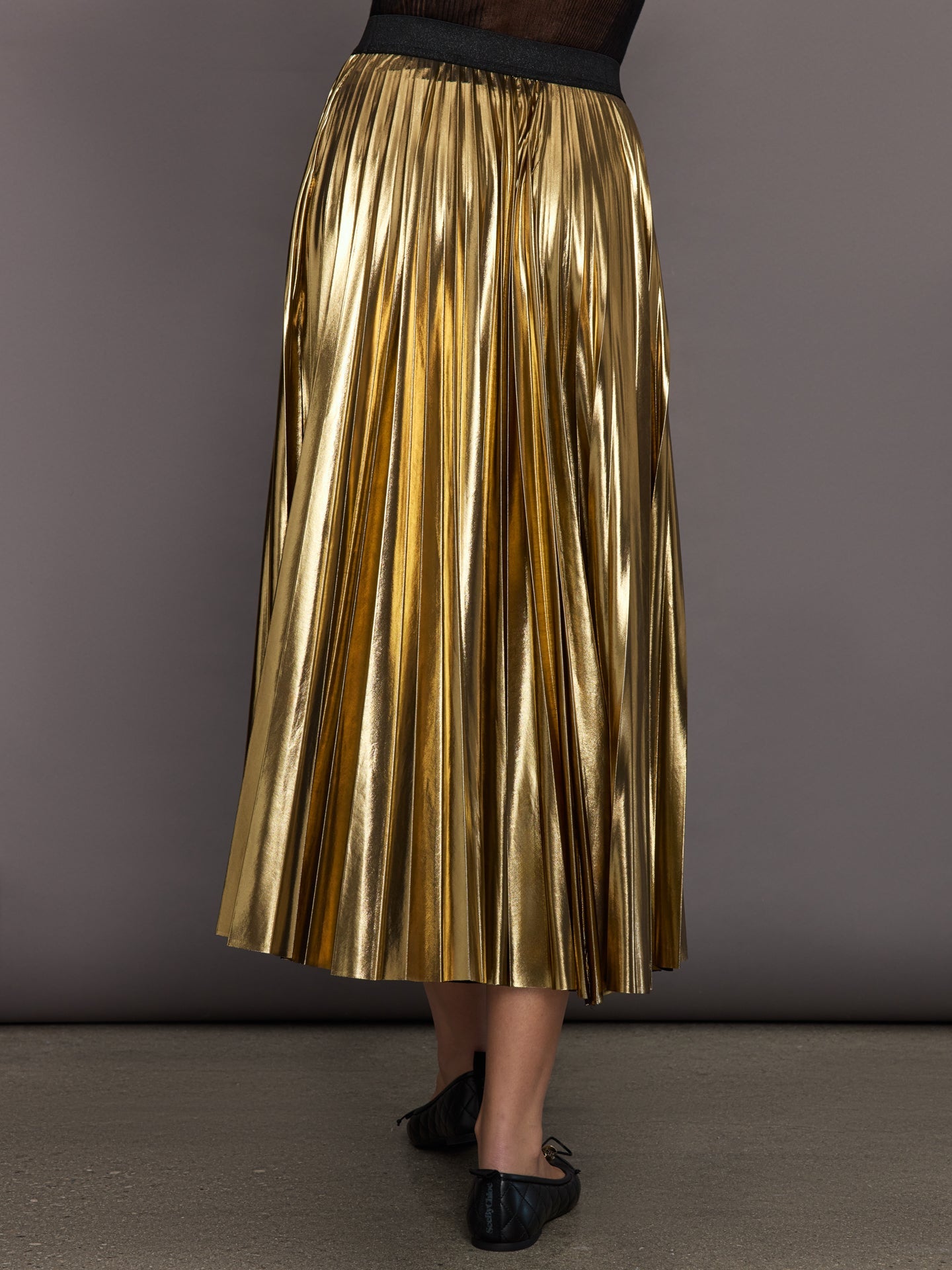 Metallic Pleated Skirt | Gold