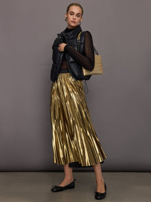 Carbon38 | Metallic Pleated Skirt | Gold