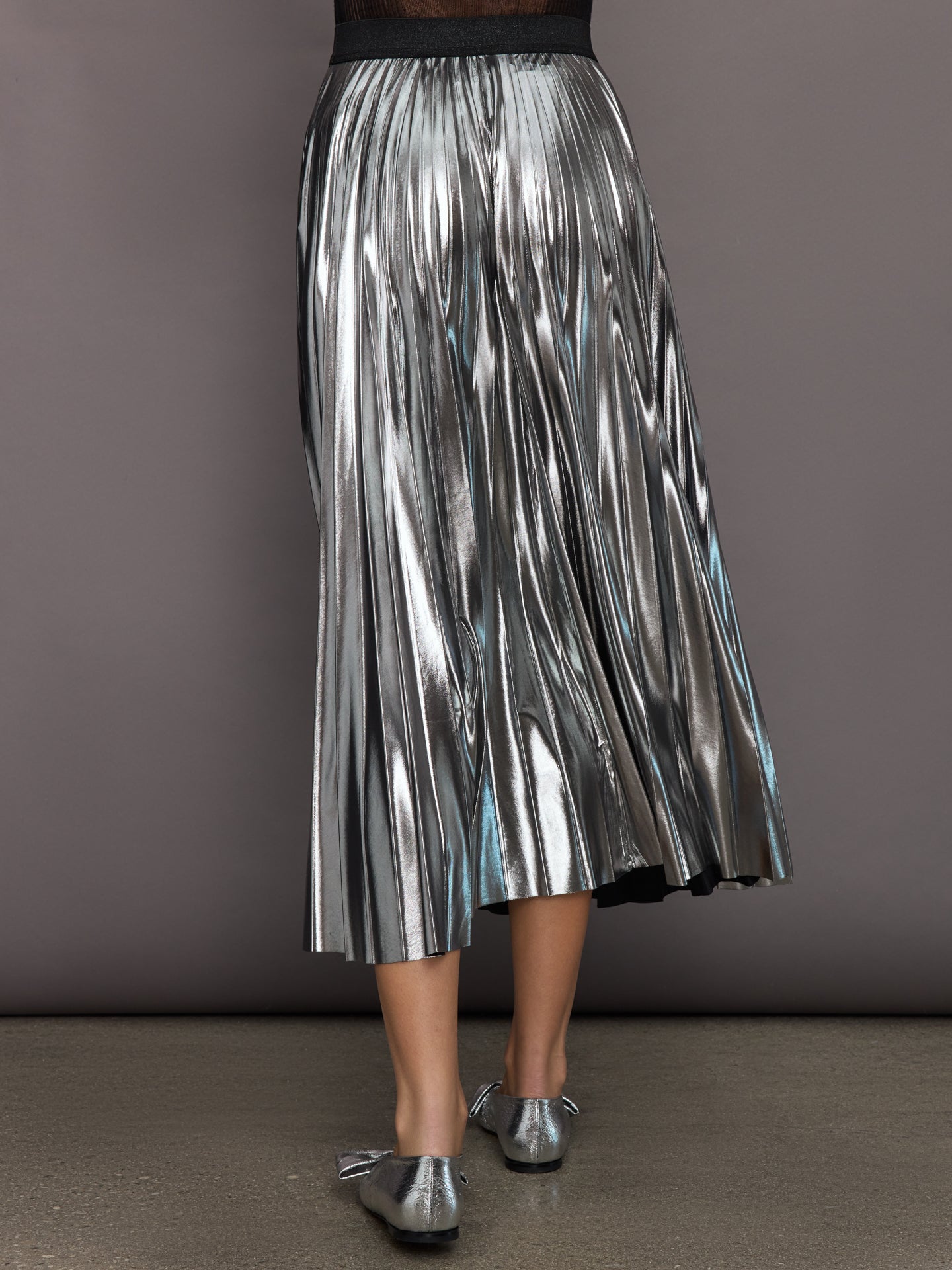 Carbon38 | Metallic Pleated Skirt | Silver