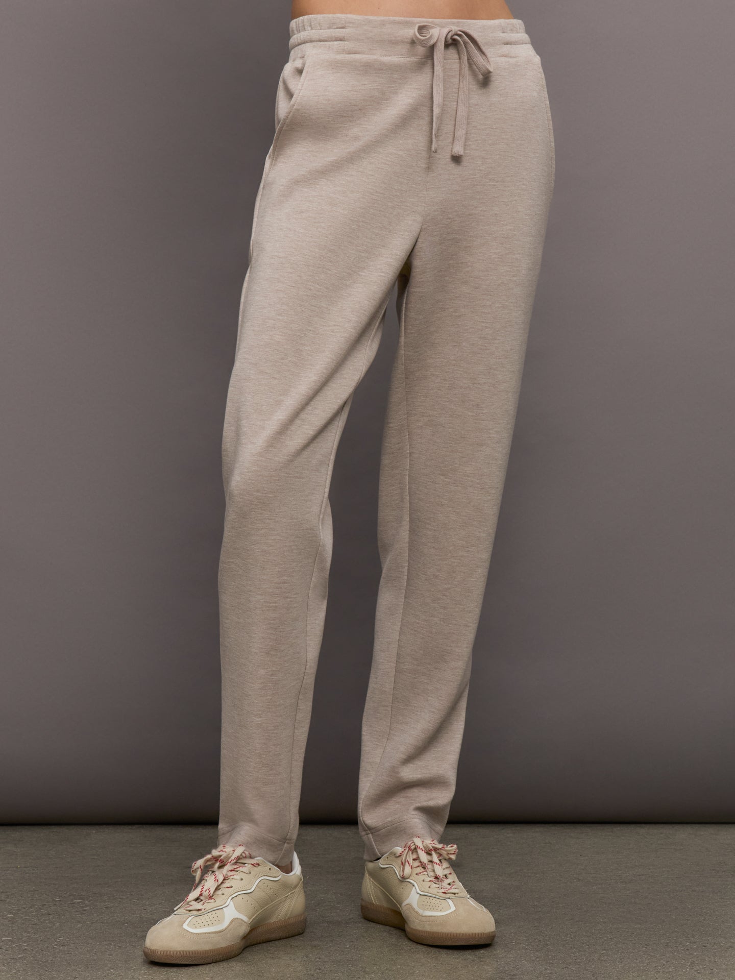 Carbon38 | Tapered Leg Jogger in Interlock | Taupe Heather