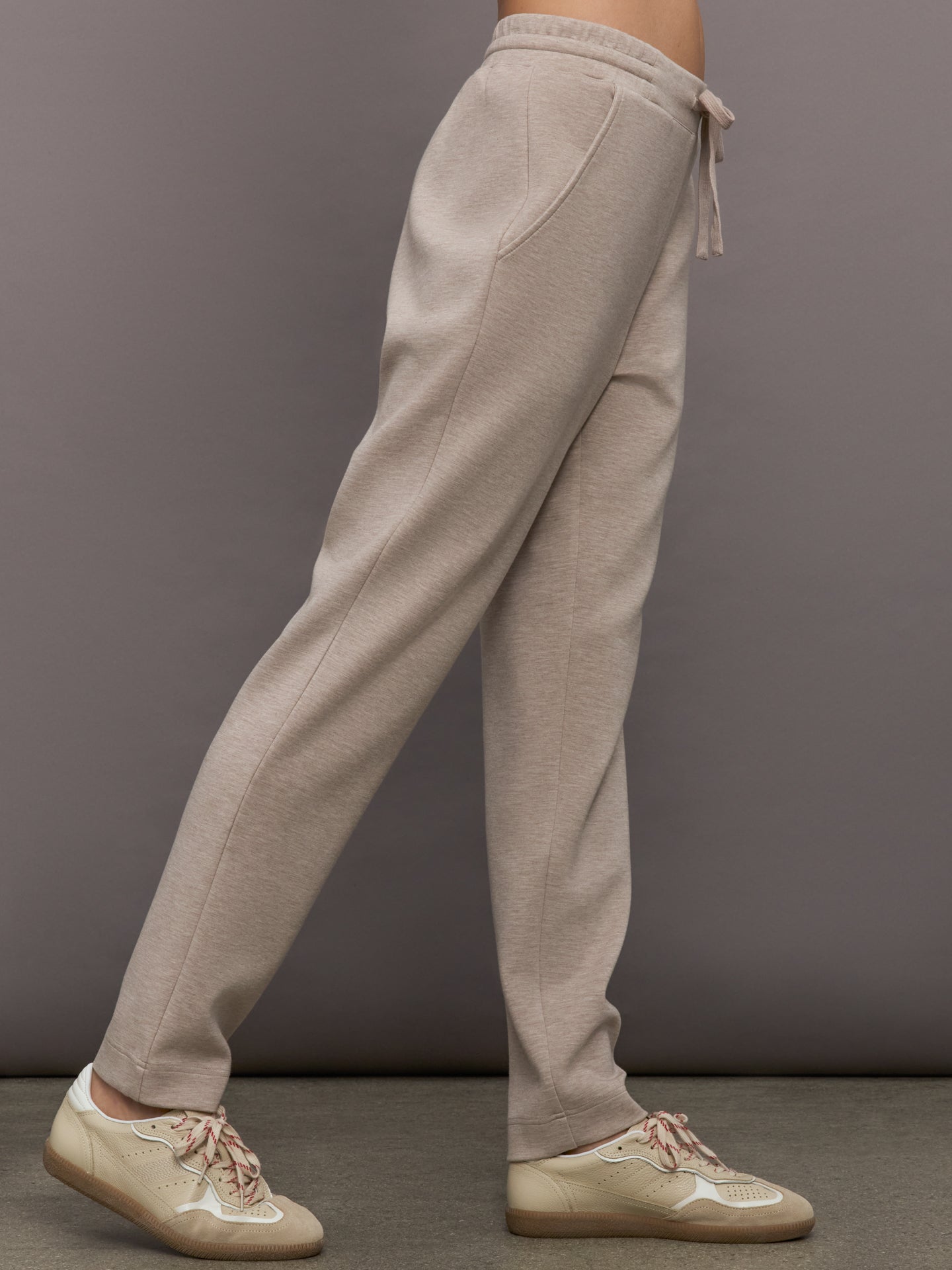 Carbon38 | Tapered Leg Jogger in Interlock | Taupe Heather