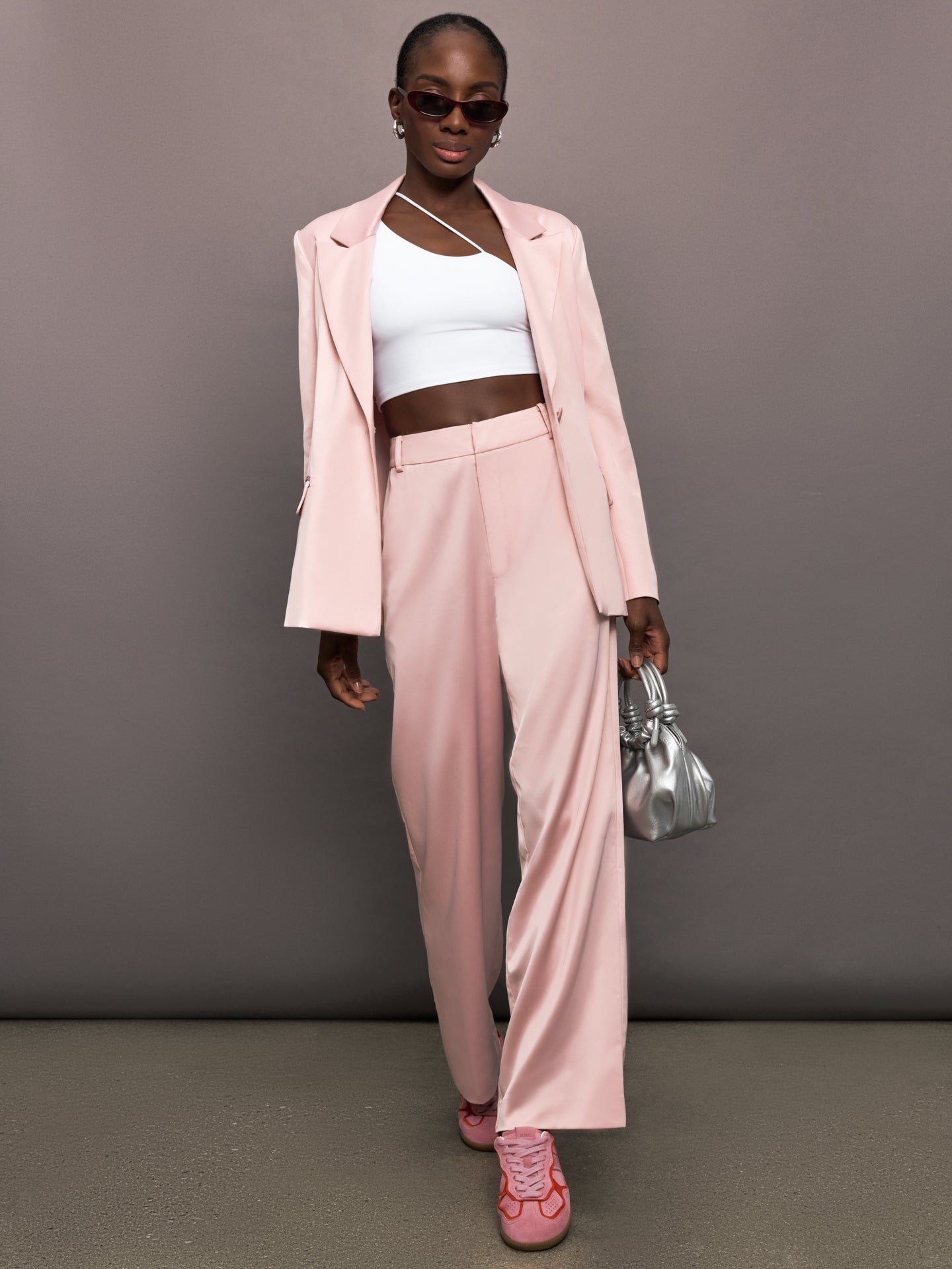 Carbon38 | Satin Straight Leg Pant | Blush