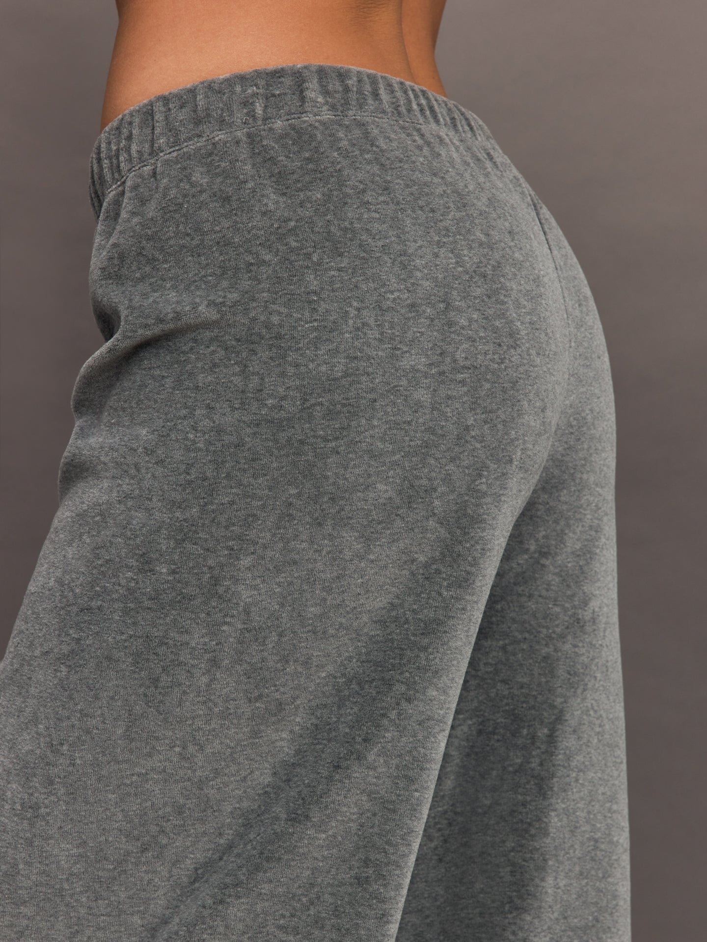 Wide Leg Pant in Velour | Charcoal Grey