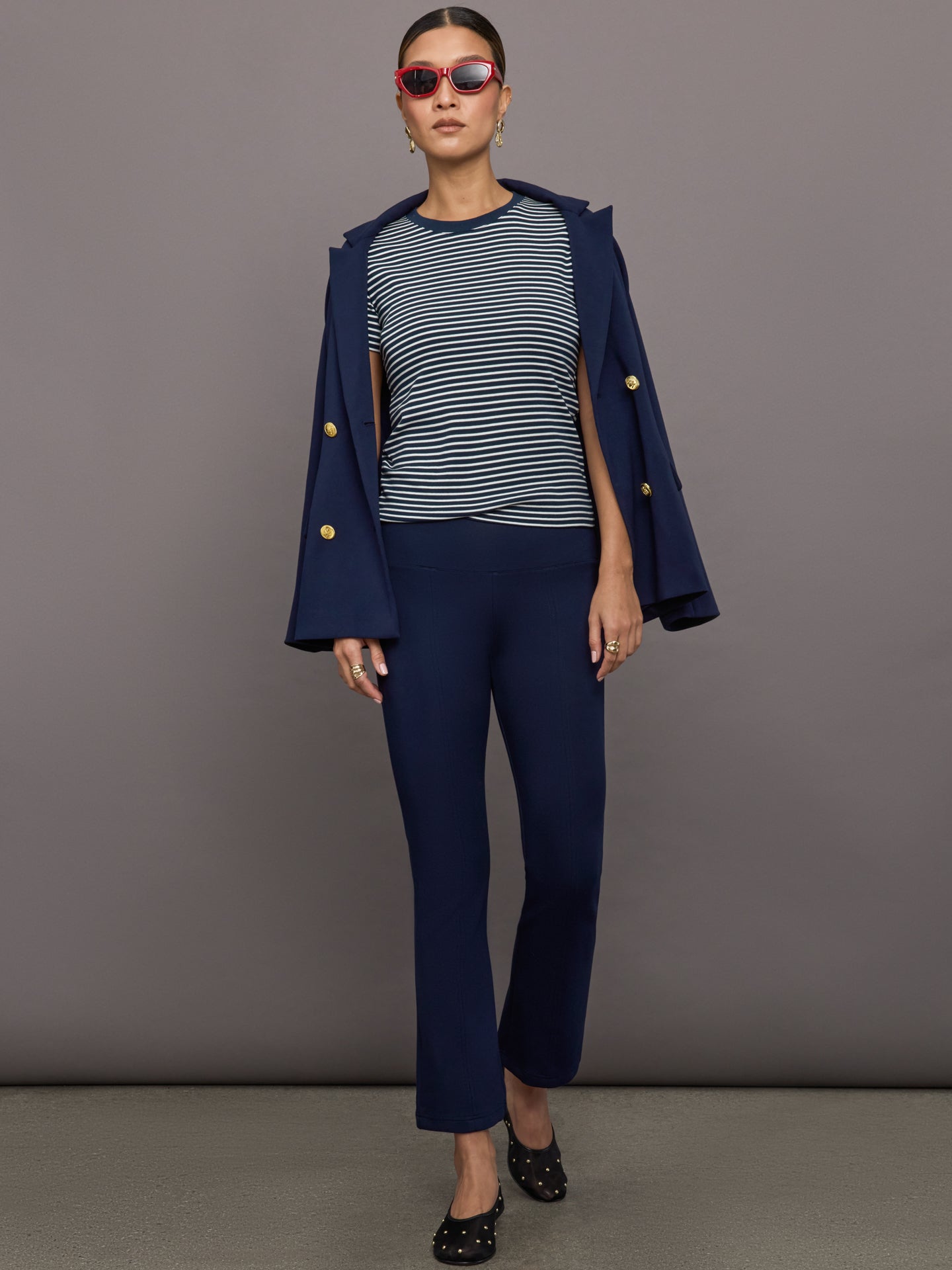 Carbon38 | Kick Flare Pant in Scuba | Navy