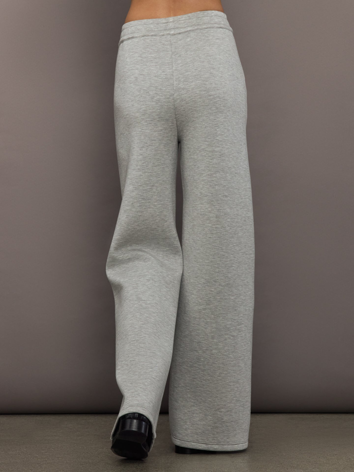 Jewel Embellished Wide Leg Pant in Scuba | Heather Grey