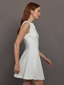 Split Pleat Tennis Dress in Scuba | White