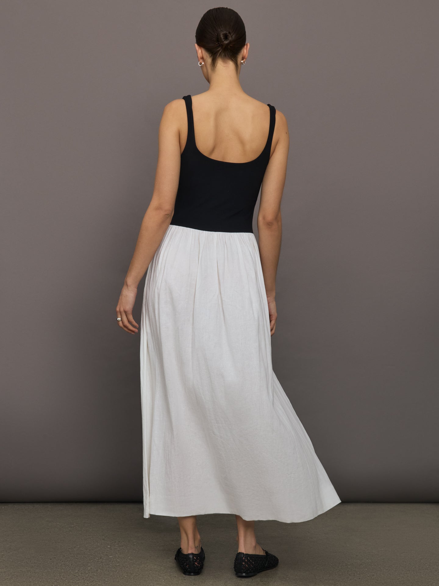 Linen and Melt Dress | Black/White