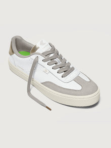 Toca Premium Leather/Suede Sneaker | White/Off-White Vintage/Metallic Gold