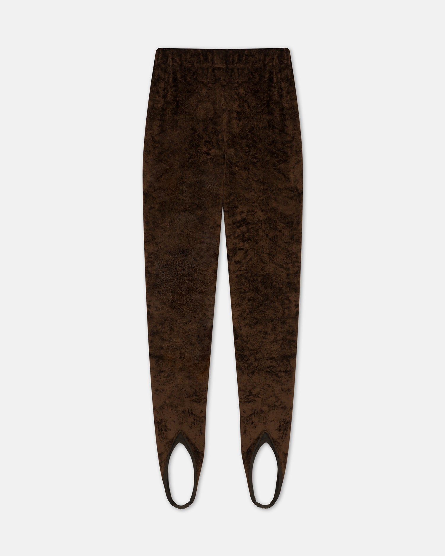 Womens | Carminda Velvet Stirrup Leggings | Dark Brown