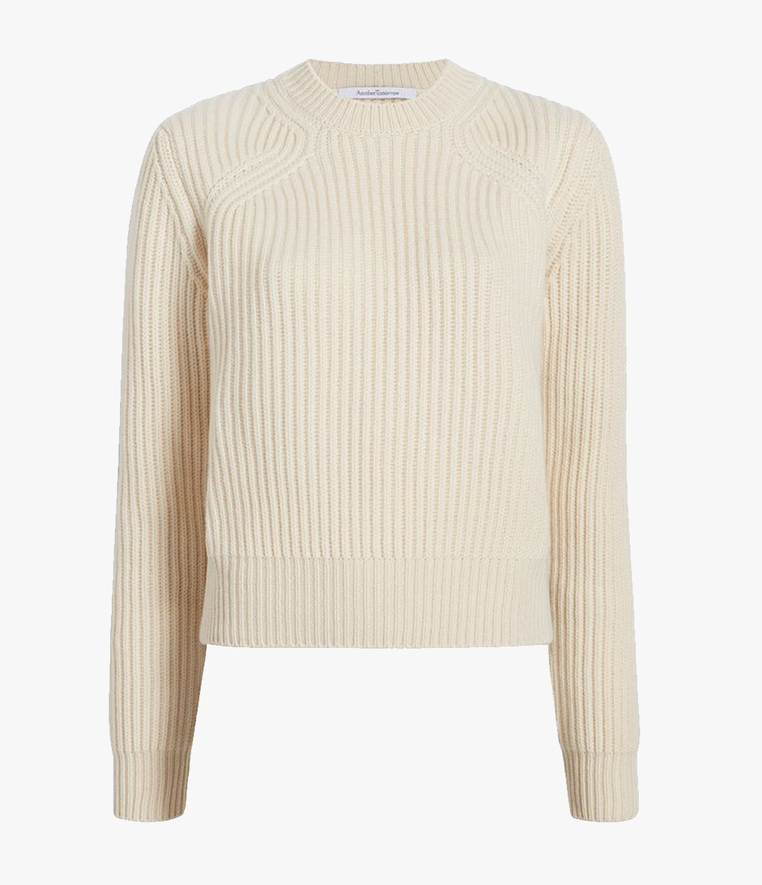 Another Tomorrow Cashmere Ribbed Sweater in Ivory – Cashmere Women's Knitwear