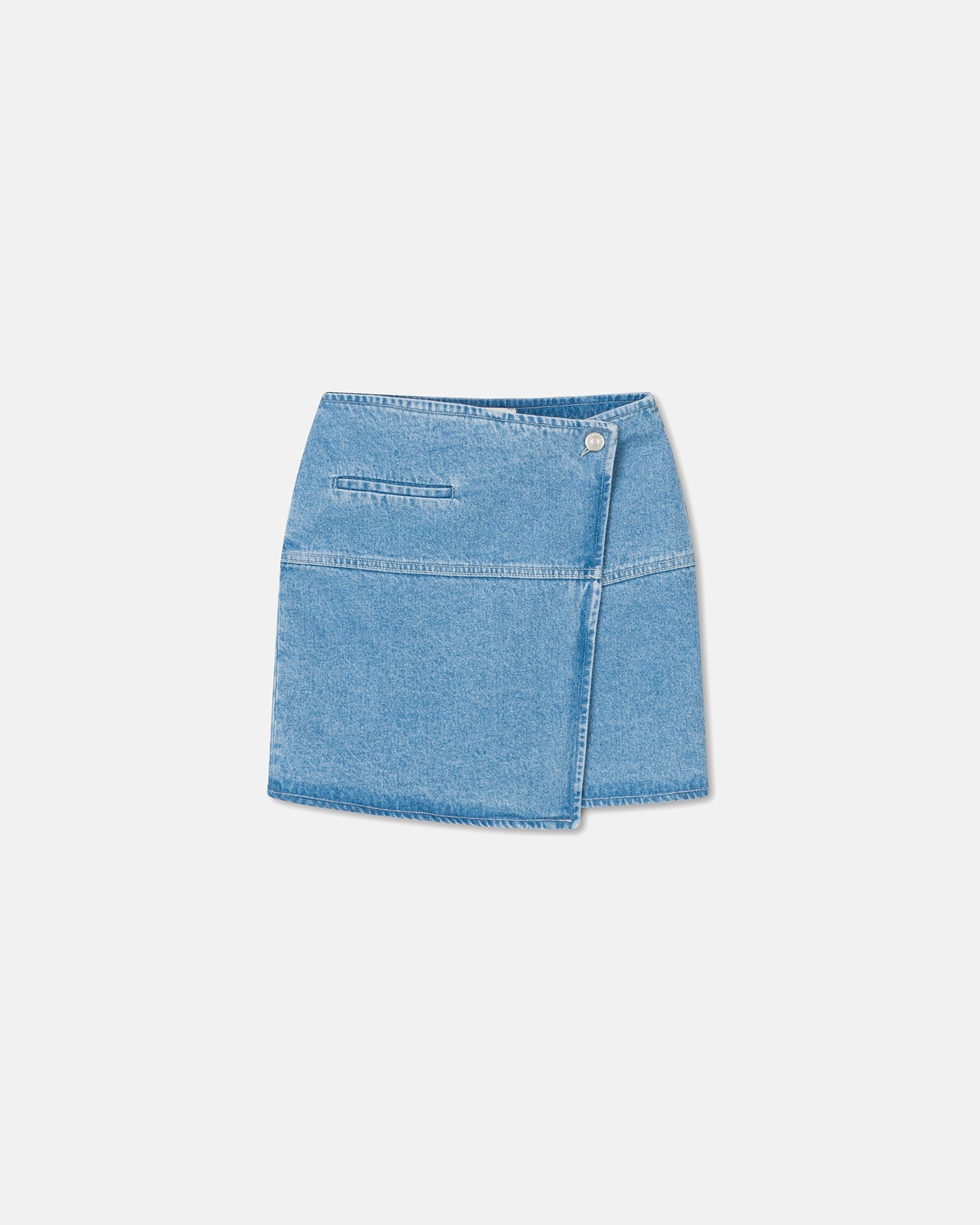 Casna Denim Mini Wrap Skirt | Eco Light Wash