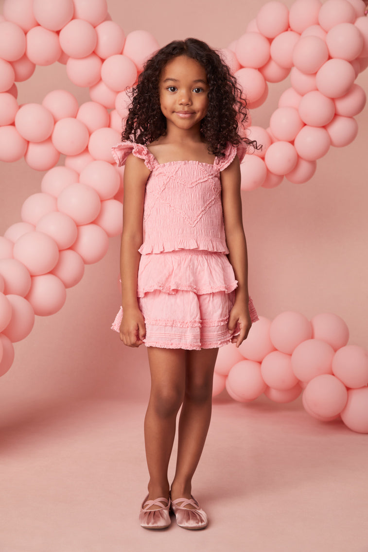 Girls | Caspia Cotton Ruffle Top | Bubblegum