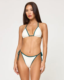 Levy Bikini Bottom | Bitsy | Cream-Deep Teal