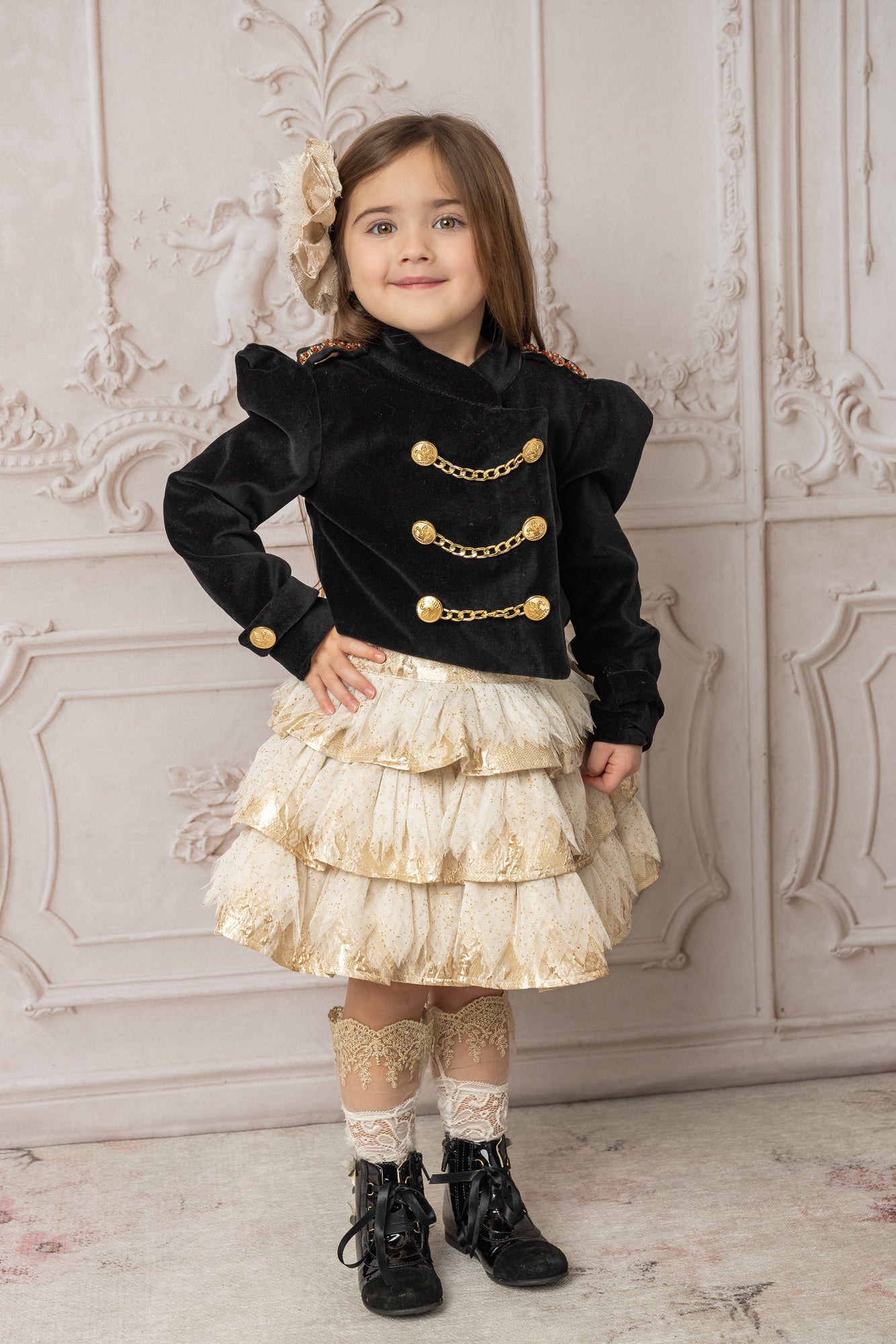 Baby Girls | Charlie Jacquard Glitter Skirt | Gold