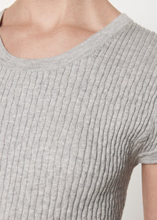 Cashmere Cotton Pointelle Cap Sleeve Crew | Lt. Heather Grey