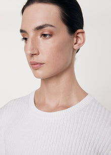 Cashmere Cotton Pointelle Knit Tank | White