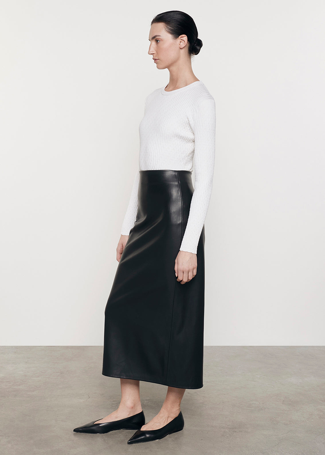 Cashmere Cotton Pointelle L/S Crew | White