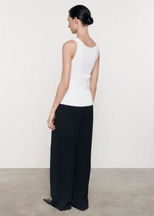 Cashmere Cotton Pointelle Knit Tank | White