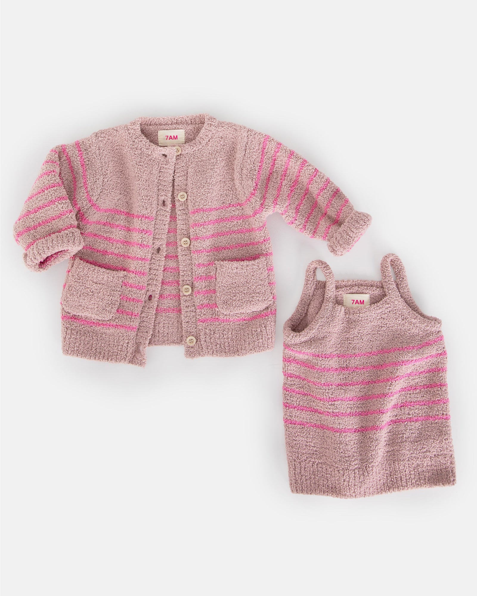 Camisole & Cardigan Set - Fuzzy | Ash Rose & Vivid Pink