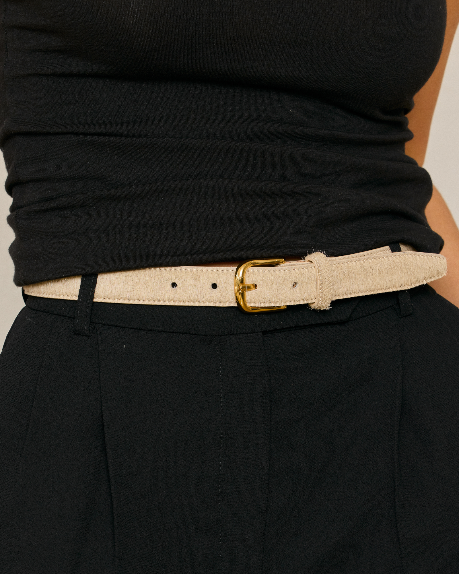 No. 14 Belt | Cream-Pony-Hair-Gold